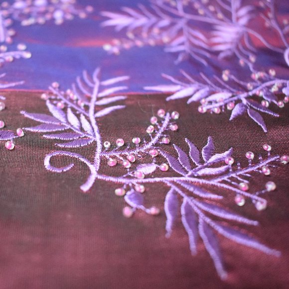 Iridescent Embroidered and Beaded Zipper Top Purse - Picture 4 of 16